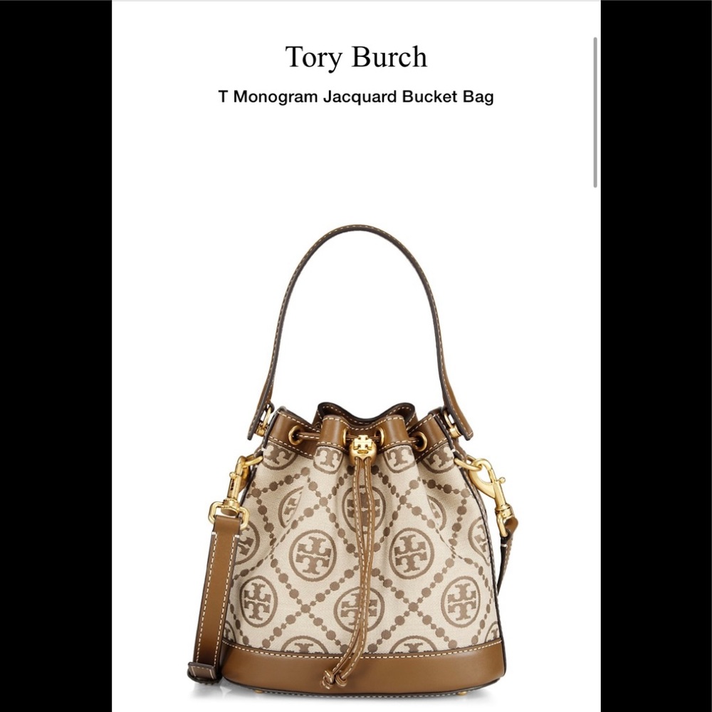 Tory Burch T Monogram Jacquard Bucket Bag in Hazel